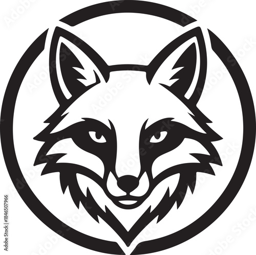 black silhouette of fox logo clean design on white background, vector