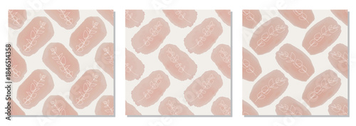 Set of trendy minimalist seamless botanical pattern with abstract creative line art hand drawn composition