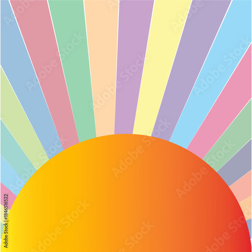 Pastel Rainbow Sunburst Sunrise Background Illustration
