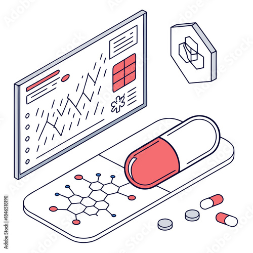 Holographic data interface scanning pill structure with molecular graph