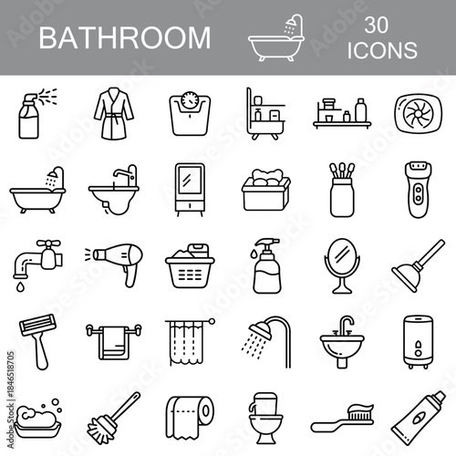 Bathroom icons list transparent background