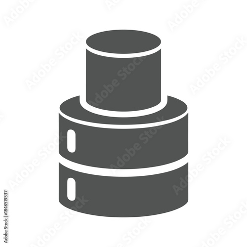 Gray cylindrical object with two oval cutouts