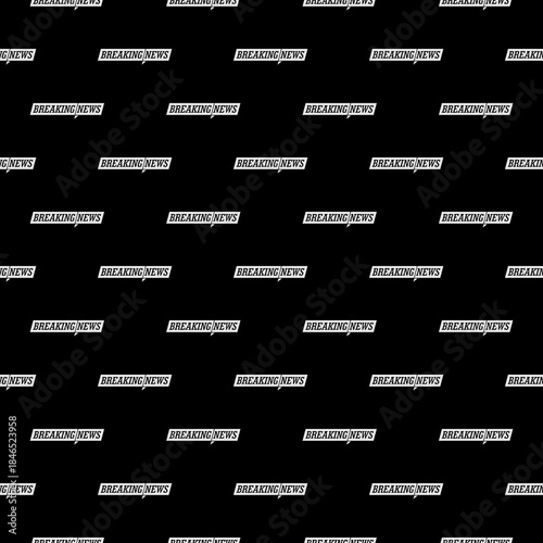 Breaking news seamless pattern isolated on black background
