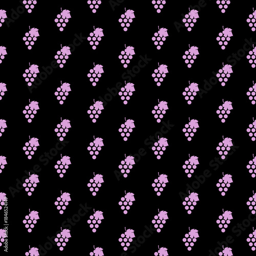 Grapes Seamless Pattern isolated on black background
