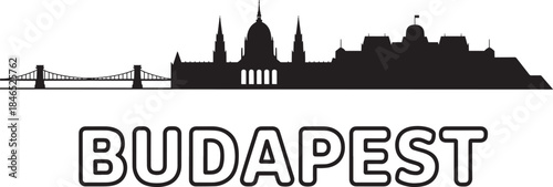 Budapest hungary cityscape skyline with famous historical buildings silhouette vector illustration