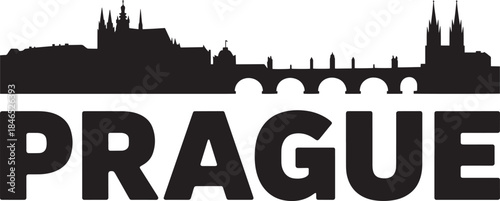 Prague czech republic city skyline silhouette with charles bridge and old town