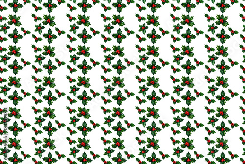 Seamless Christmas Holly Berry Pattern
Traditional Festive Green and Red Holiday Background Repeating Winter Leaf and Fruit Decoration Wallpaper