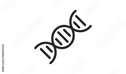 Stylized black icon representing a DNA double helix, symbolizing genetics, science, and life