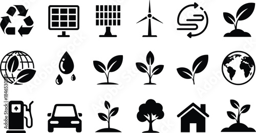 Eco Friendly Icons Set Renewable Energy and Sustainability Symbols untitled