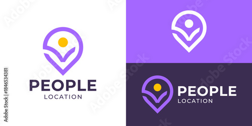 Simple people location logo template. pin map local with human person user logo design vector illustration.