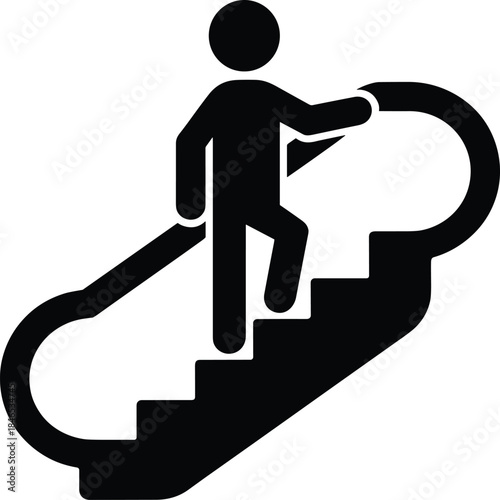 Person Ascending an Escalator Icon vector untitled