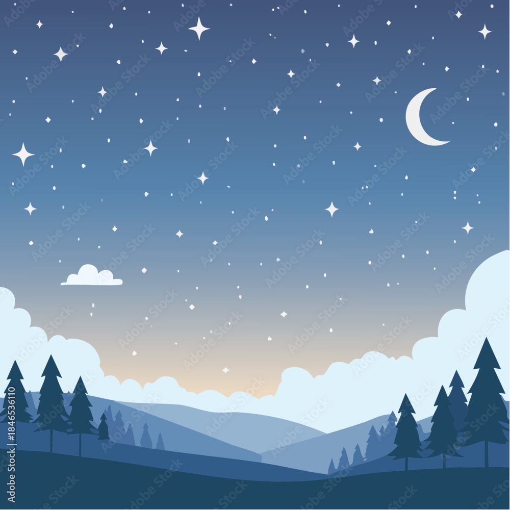 Naklejka premium Night sky with stars.