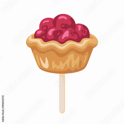 Cranberry pie pop with golden crust and red filling vector