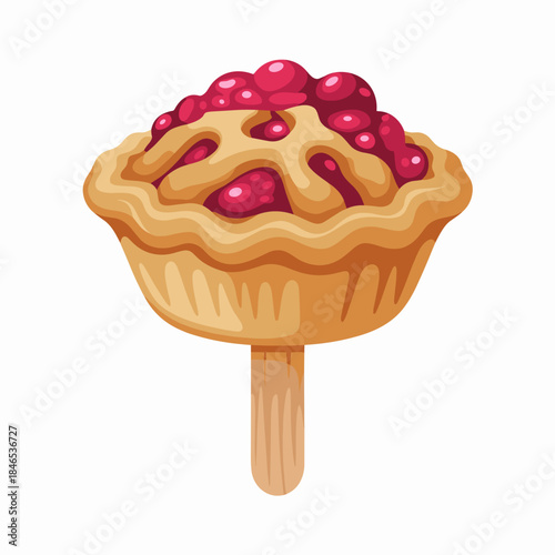 Thanksgiving cranberry pie pop with lattice crust vector art