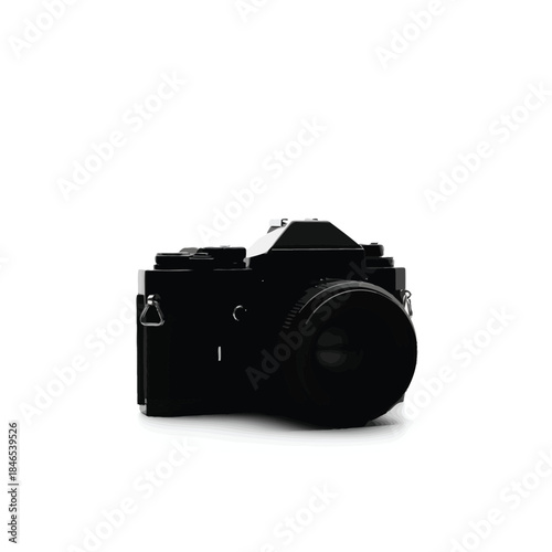 Black camera on transparent background