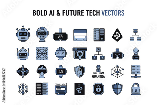bold ai and future tech vectors icons set