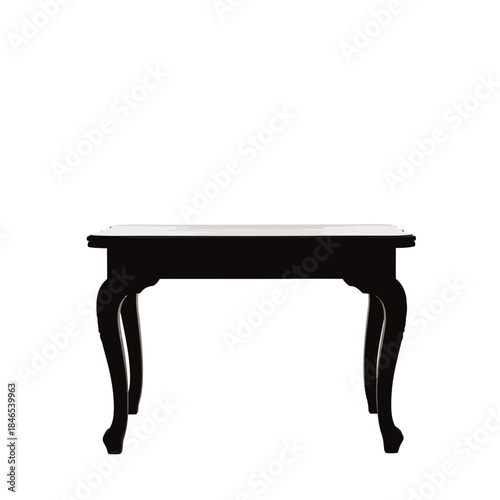 Black wooden console table with transparent background