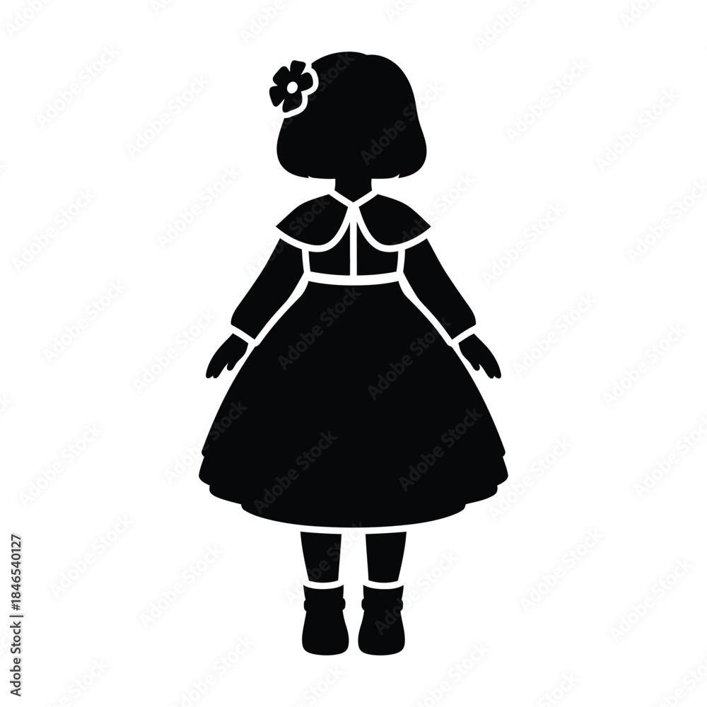 Fototapeta premium Silhouette of a young girl in a dress