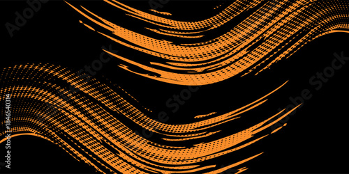orange black brush Car sticker wrap pattern banner abstract sporty lines black orange color combination grunge brush modern pattern racing motorsport vector design.