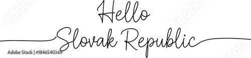 Hello Slovak Republic handwritten typography text for country greeting, travel design, modern calligraphy, and decorative lettering illustration.