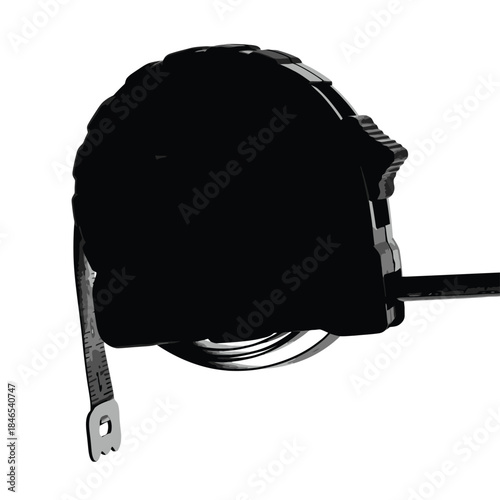 Black tape measure on transparent background