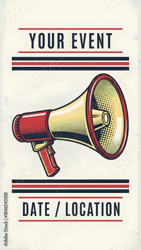 Megaphone Advertising Event Announcement Poster Design.