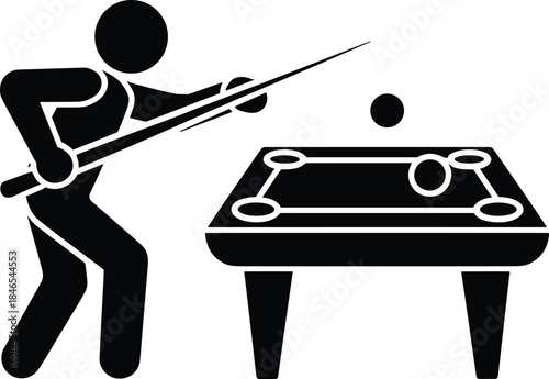 Person Playing Billiards With Cue Stick And Ball On A Pool Table game sport