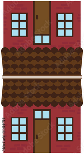 vector illustration of a house with roof and chimney on a white background