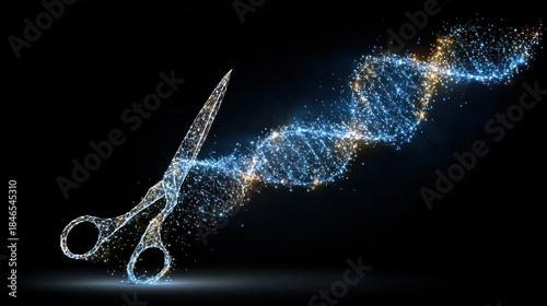 DNA Editing with Scissors - Genetic Engineering and Biotechnology Concept.