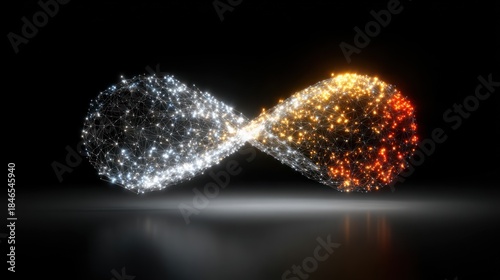 Abstract Infinity Symbol Made of Glowing Particles.