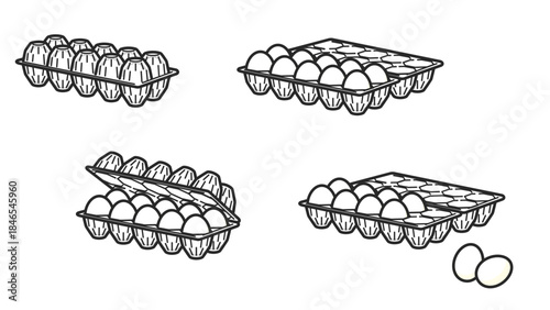 たまごパックのイラストセット・バリエーション