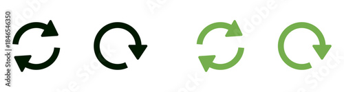 Refresh and reload arrow icons set in circular rotation with different stroke weights and colors, perfect for UI, apps, sync, and update actions