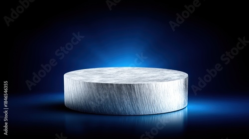Minimalist Stage Podium with Blue Spotlight.