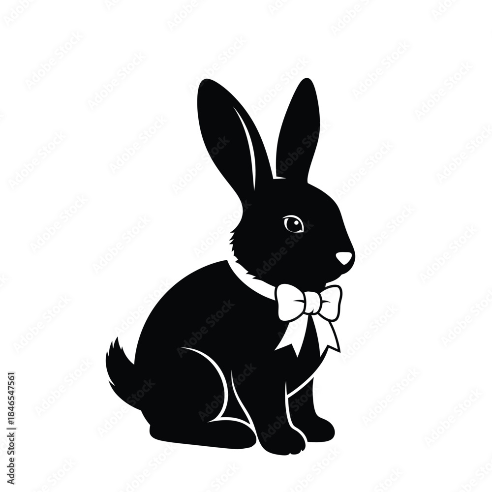 Obraz premium Elegant black rabbit with bow tie