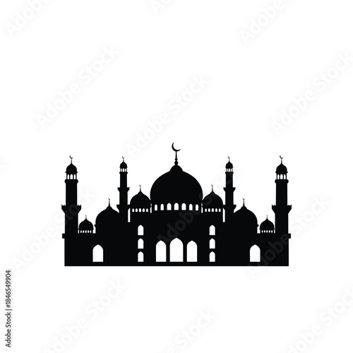 Silhouette of a mosque with transparent background