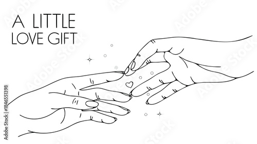 Minimal sketch of fingers gently pinching a tiny heart