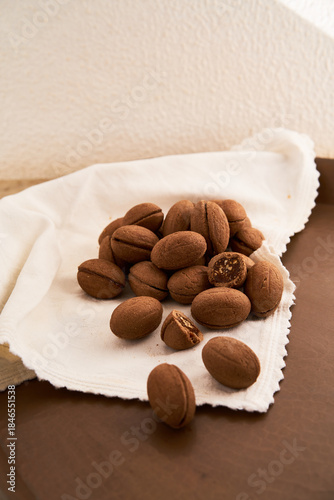 delicious walnut shaped russian nut shortbread sandwich cookies filled with sweet condensed milk or caramel