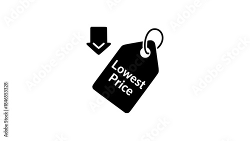 Lowest price tag drops in simple promotion or price tag reveals discount in retail scene