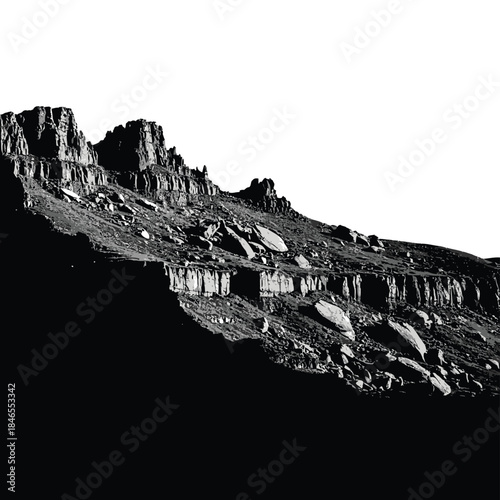 Black and white mountain landscape