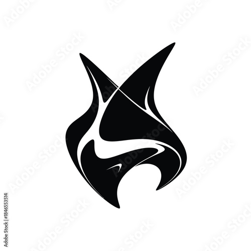 Abstract black and white flame design