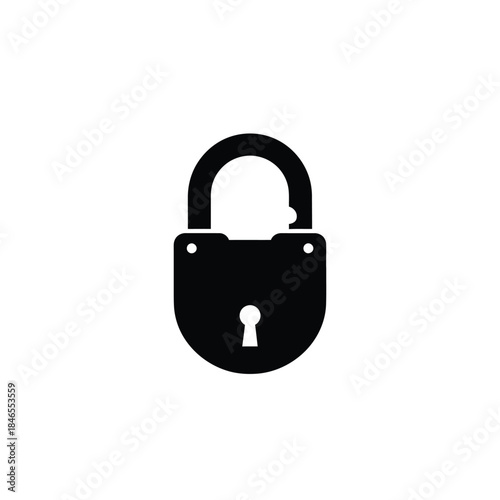 Black padlock icon on transparent background