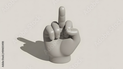 Hand gesture sculpture with middle finger.