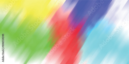Soft Diagonal Brush Strokes of Yellow Green Red Blue and Cyan Create a Gentle Watercolor Wash Effect on a White Background with a Smooth Blended Gradient Transition