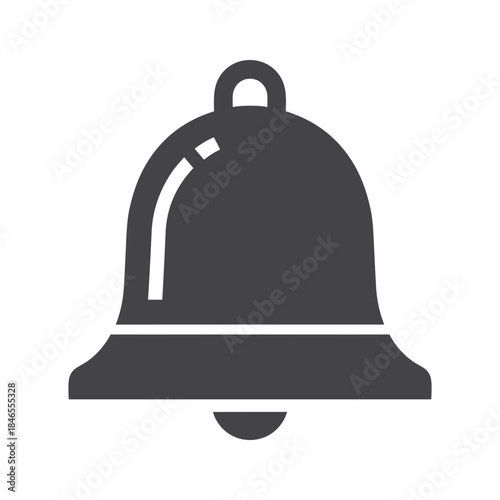 Simple grey bell icon on white background