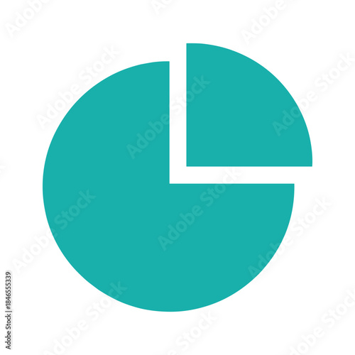 Teal pie chart on white background