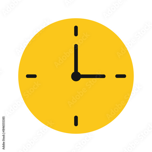 Yellow clock face showing 12:00