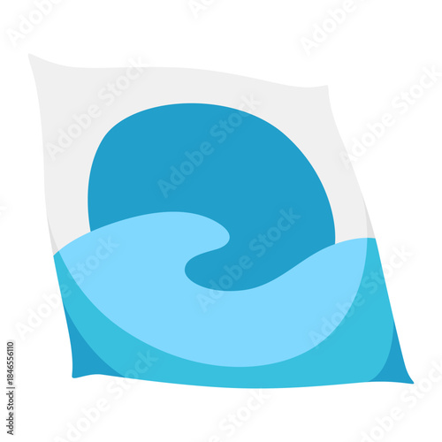 A blue soap bar is placed in a plastic bag on a white background