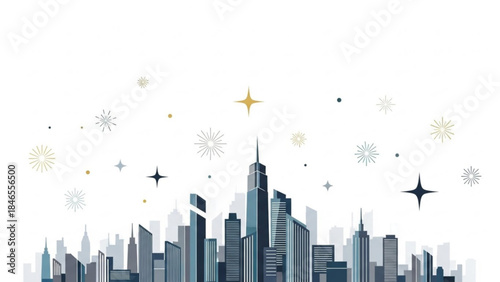 Cityscape in Winter: A serene cityscape under a blanket of snowflakes, showcasing iconic structures in winter.