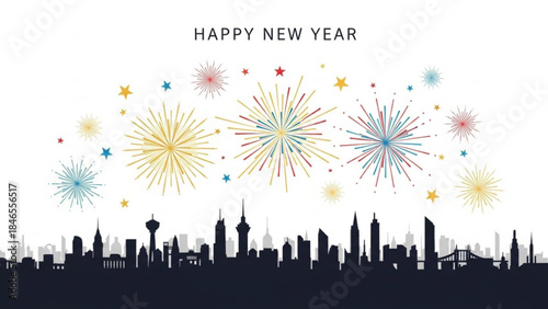 Fireworks over the City: As a vibrant display of pyrotechnics paints the night sky with streaks of color, the cityscape provides a dark, elegant foreground for a festive celebration.