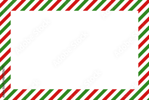 Candy cane christmas frame with blank space. Christmas border frame. Merry Christmas Candy cane rectangle frame card elements decoration. New Year picture frame ribbon with red, white or green stripes